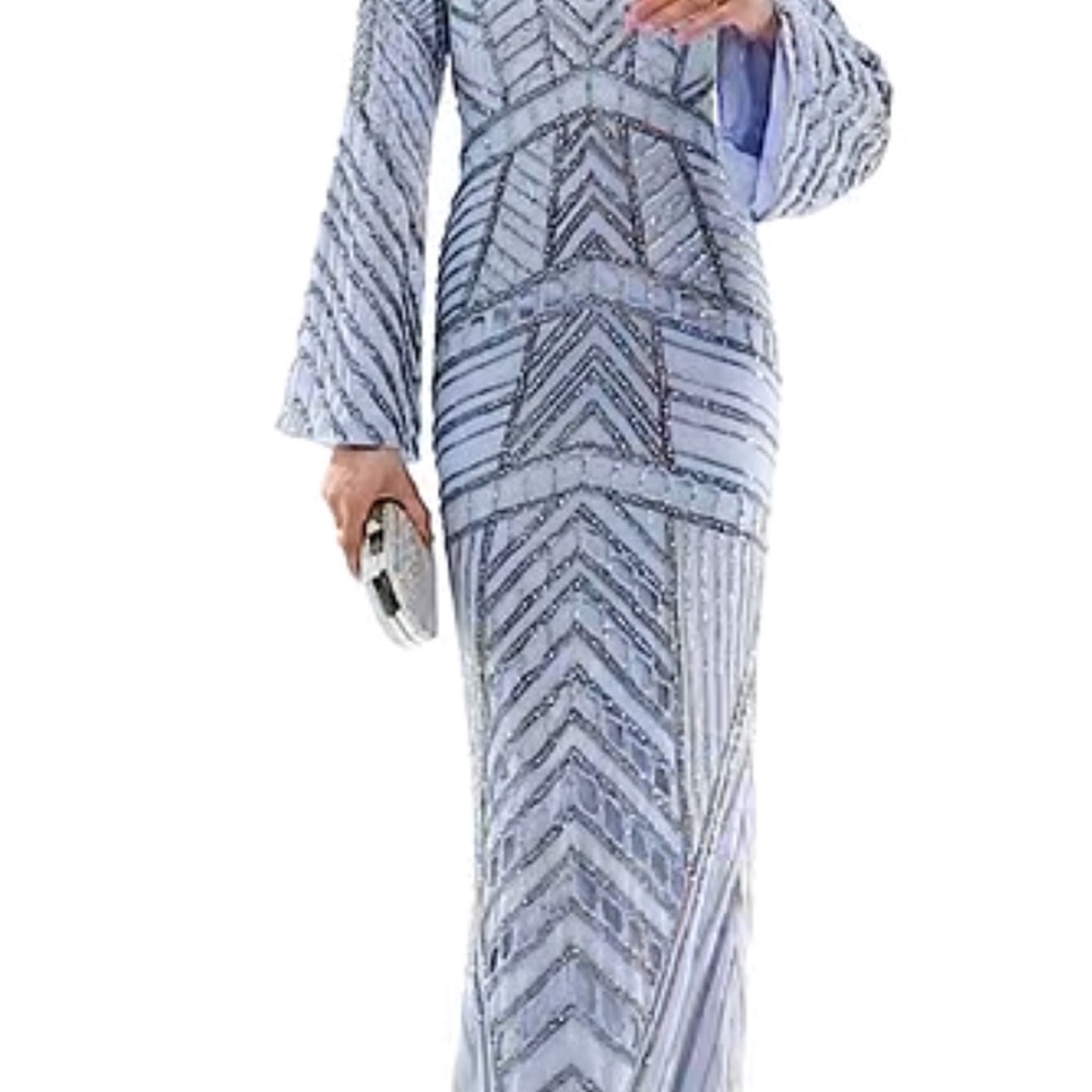 ASOS Light Blue Geometric Long Sleeve Dress